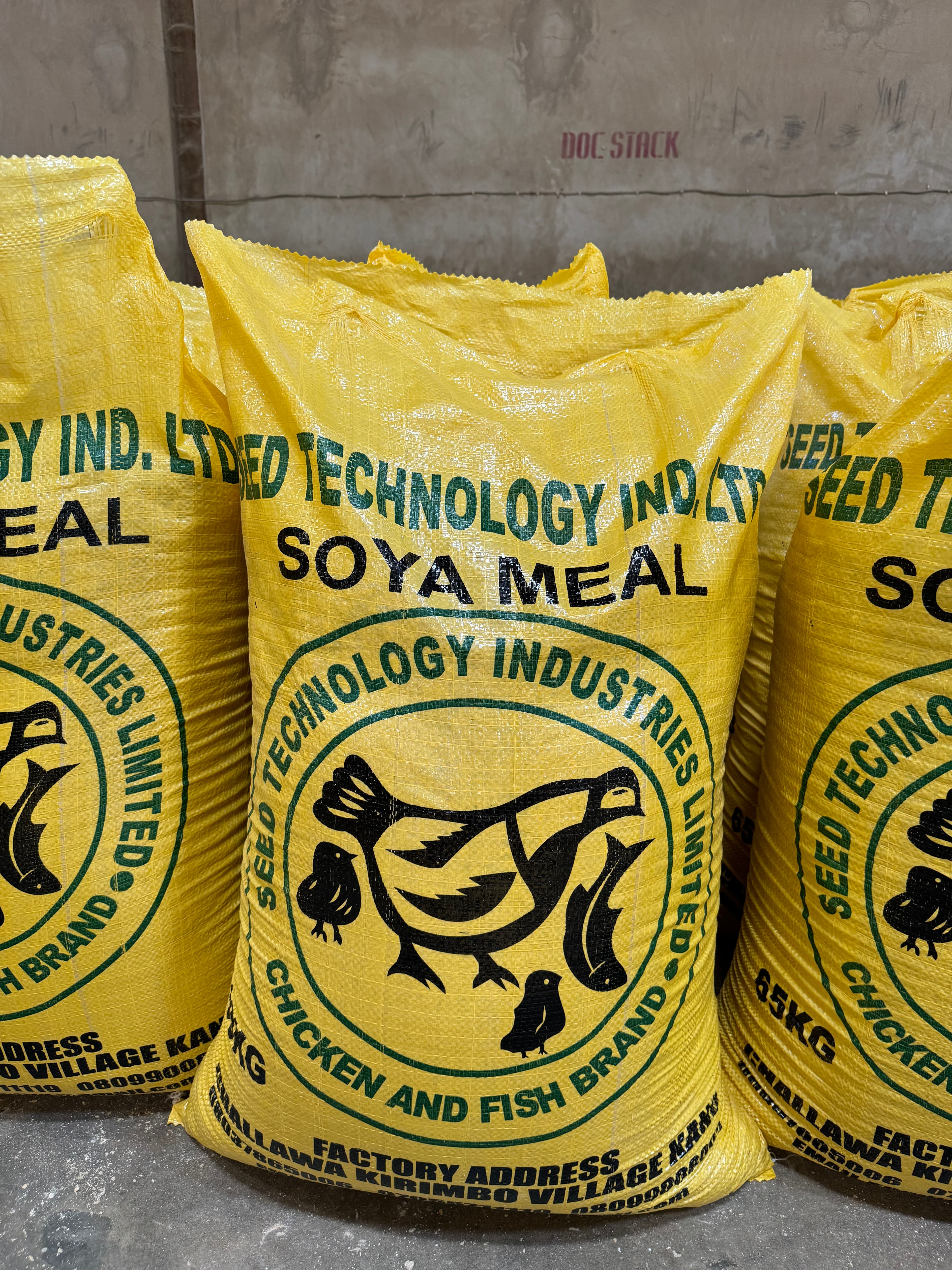 Seed Technology Industries soya meal sack — Chicken and Fish brand, Challawa, Kirimbo Village, Kano